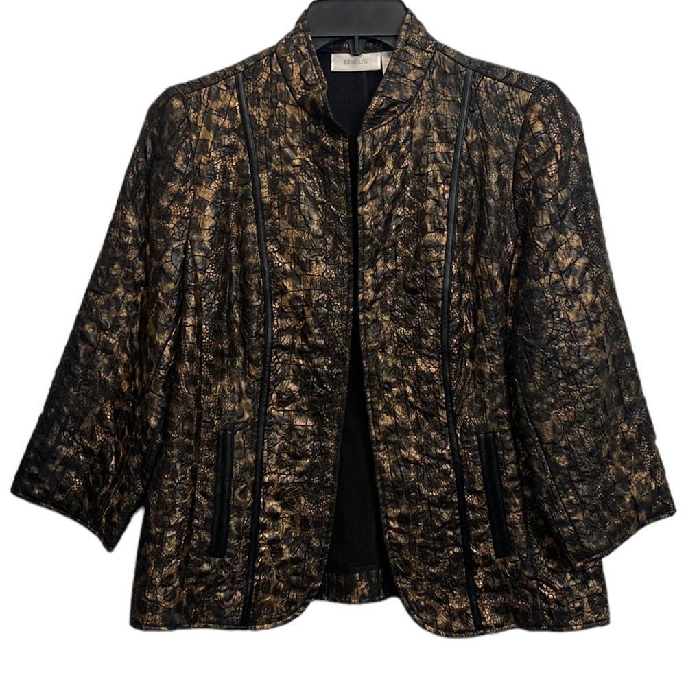Chico's Size 0 Women's Brown Jacket Dark Feminine‎ Casual Workwear Darkwear
